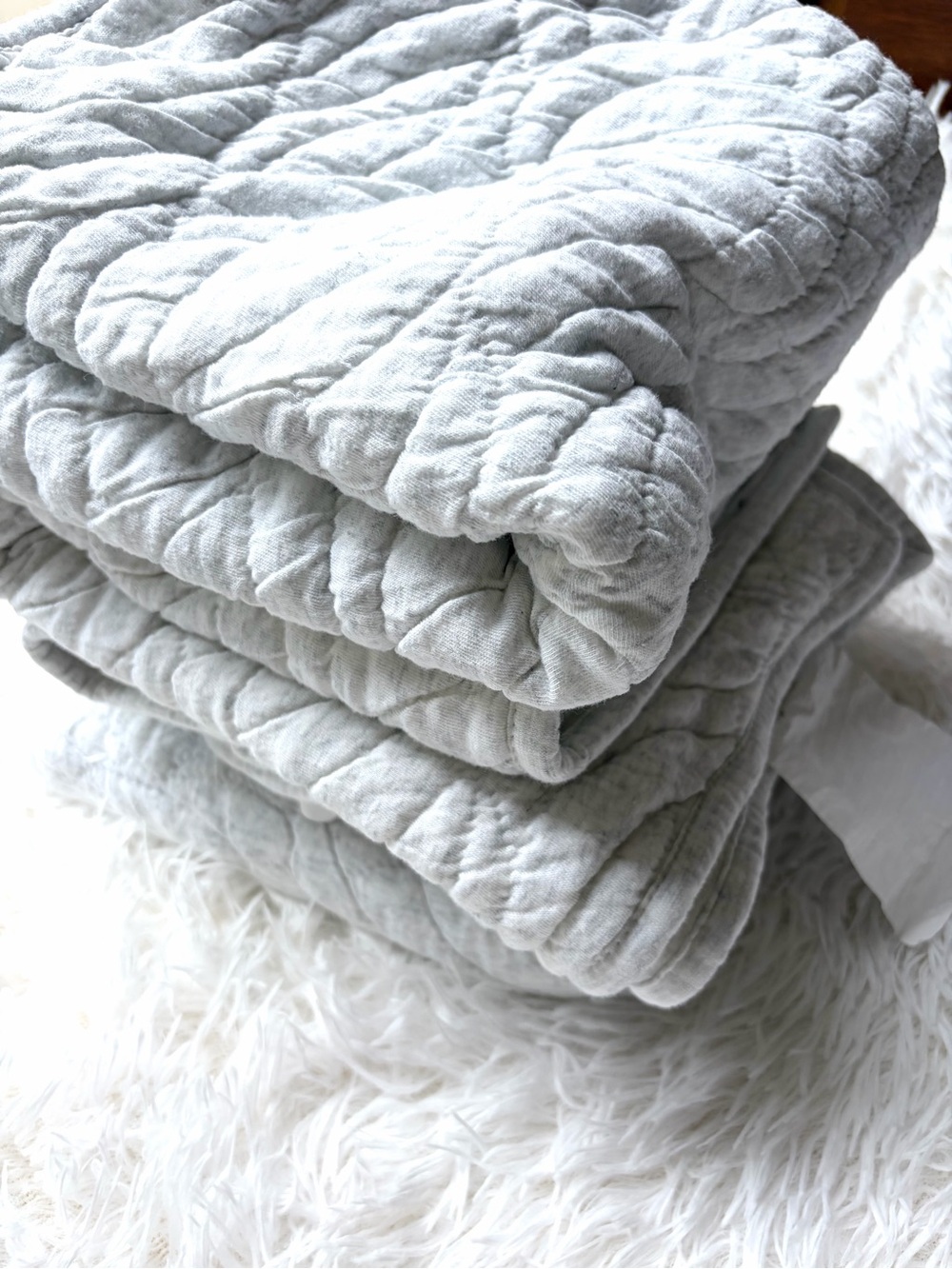 4 West elm heather gray king pillow shams waves patter cotton cloud 36”x20”